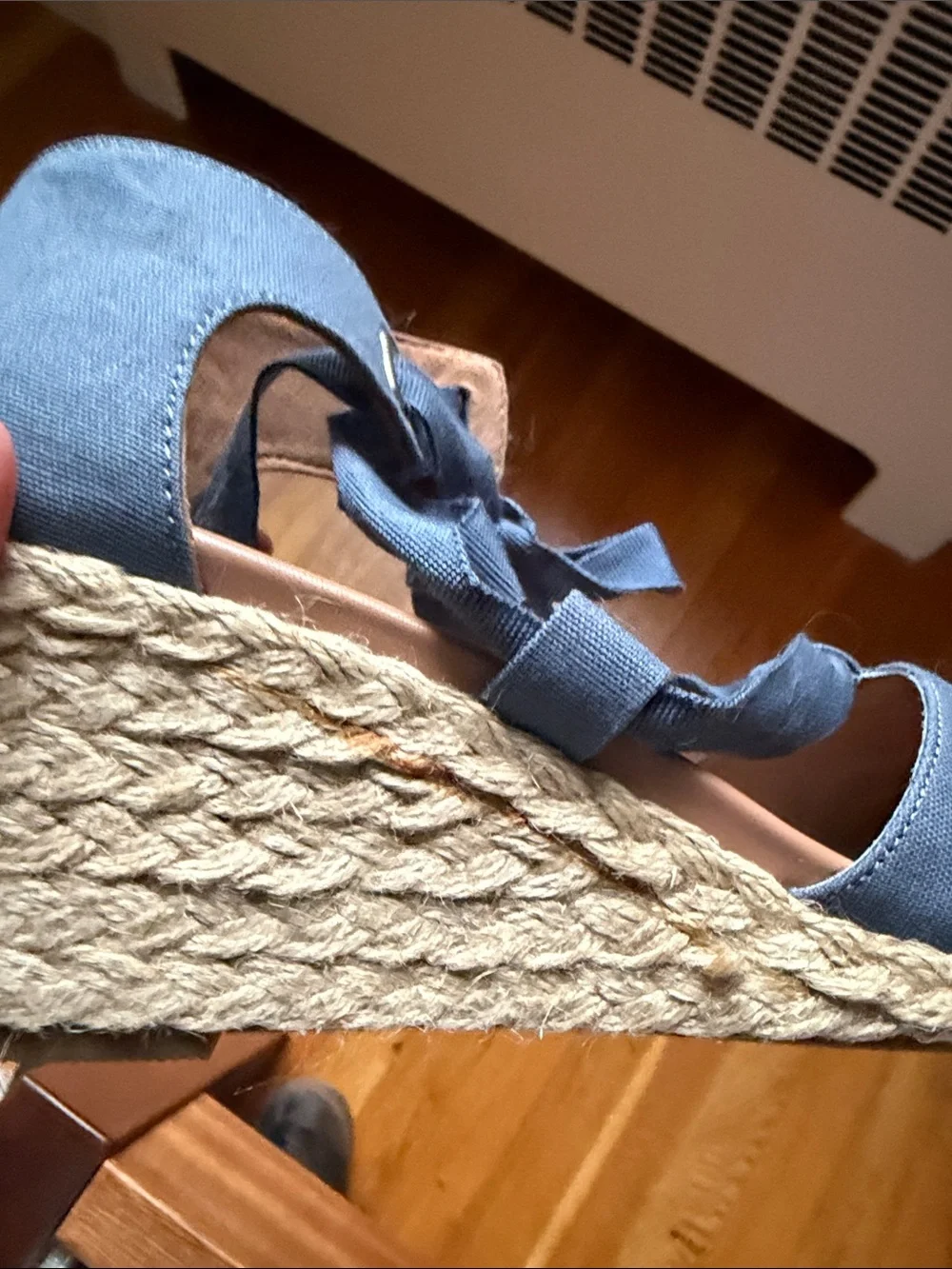 Espadrille Wedge Kaitlyn Lace-Up Sandal in Denim Blue